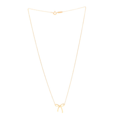 Tiffany 18K Yellow Gold Mini Bow Pendant Necklace 3 of 6