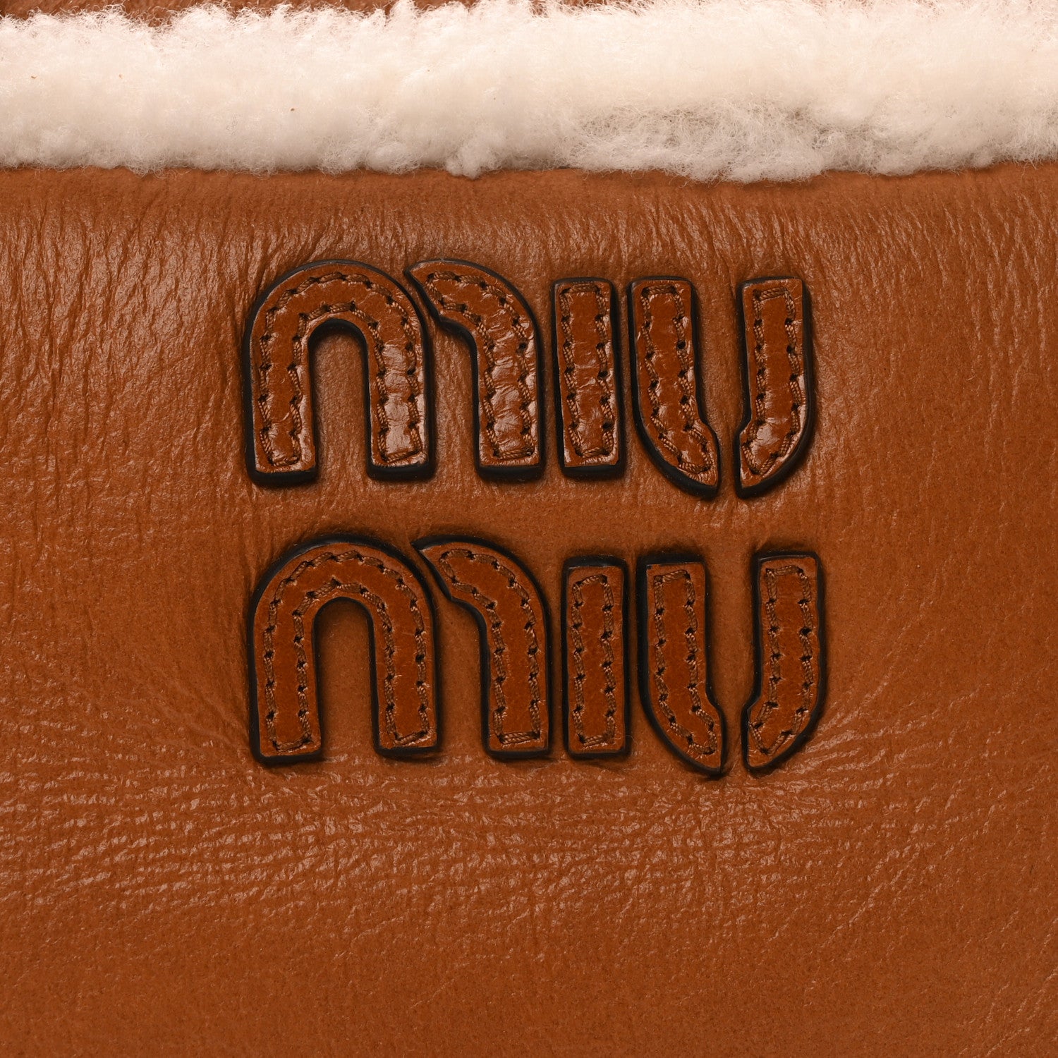 Miu Miu Shearling Calfskin Arcadie Top Handle Bag Cognac 9 of 11