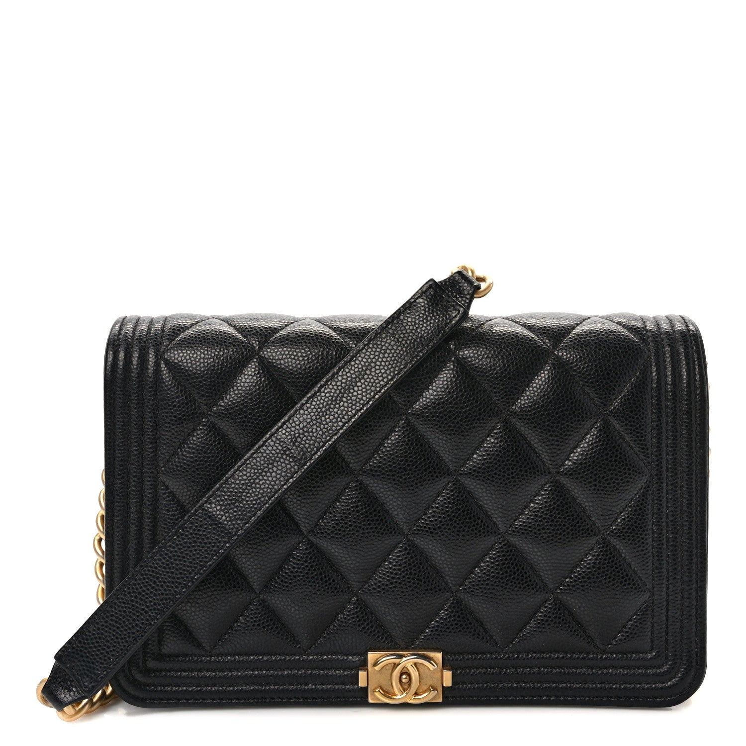 Chanel Caviar Quilted Boy Wallet On Chain WOC Black 1 of 11