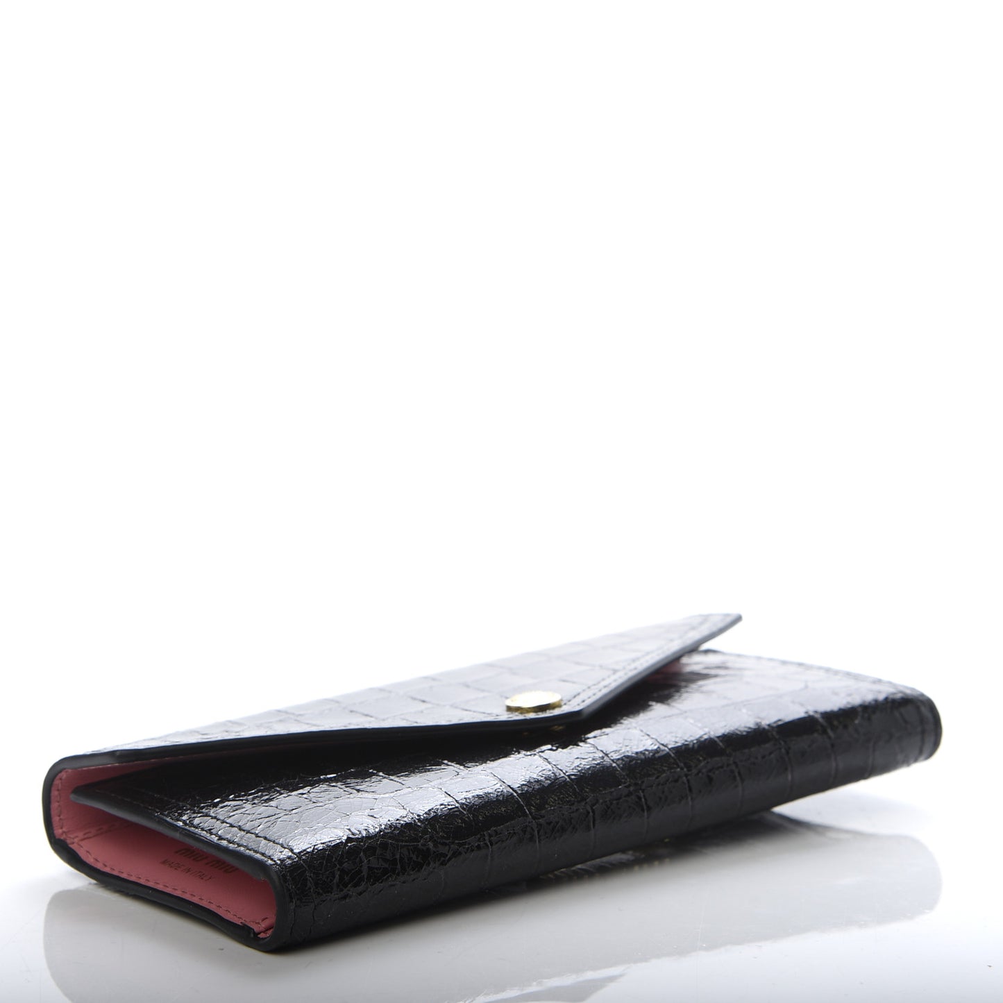 Patent Crocodile Embossed Saint Cocco Lux Flap Wallet Black Petalo