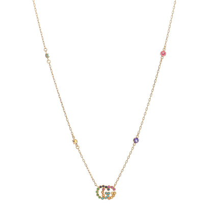 Gucci 18K Yellow Gold Citrine Tsavorite Blue Topaz Amethyst GG Running Pendant Necklace 1 of 4