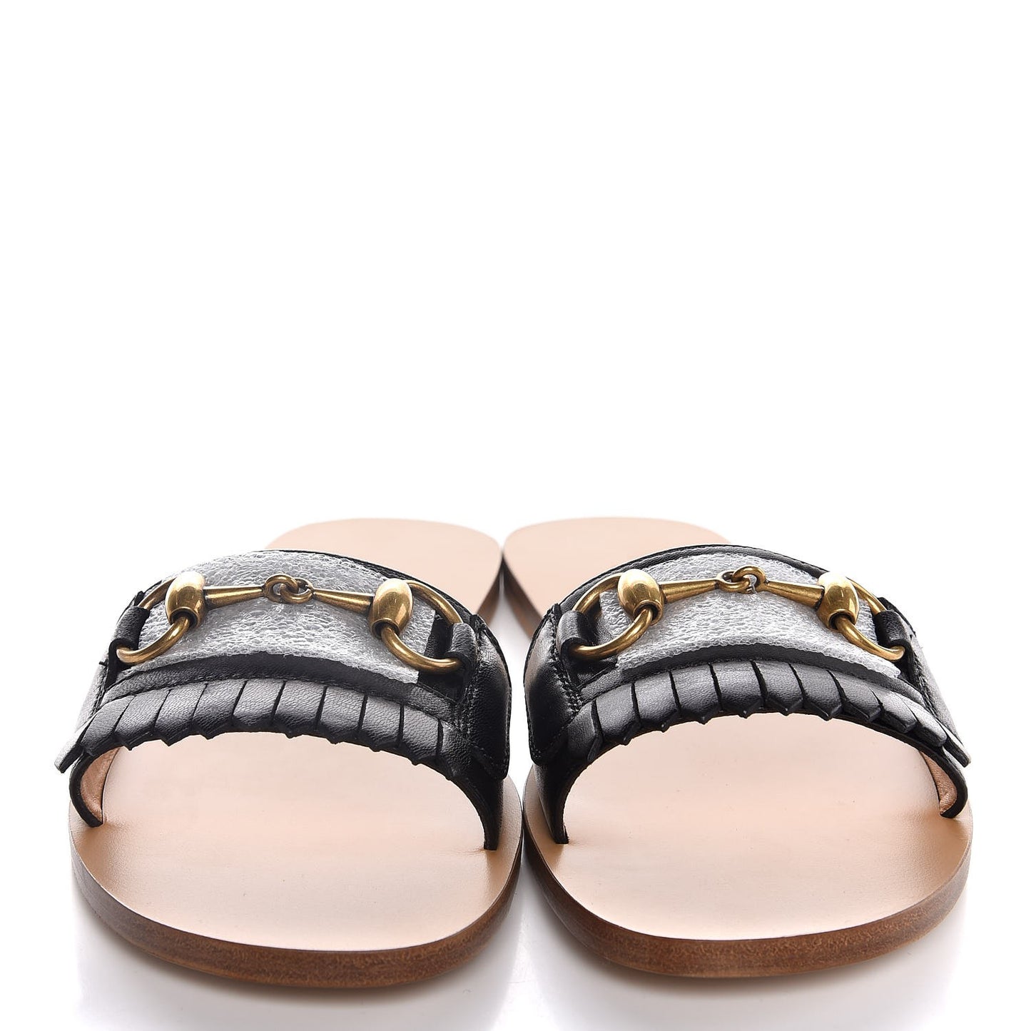 Malaga Kid Fringe Horsebit Slide Sandals 37 Black