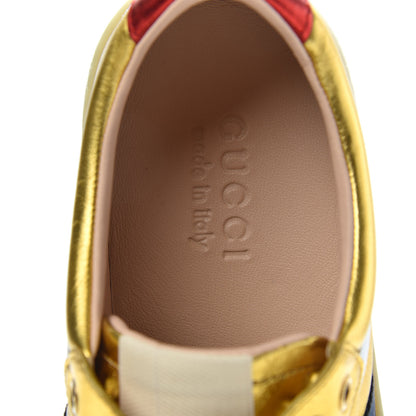Gucci Metallic Nappa Web Mens Low Top Sneakers 7 Argento Oro Vecchio 6 of 9