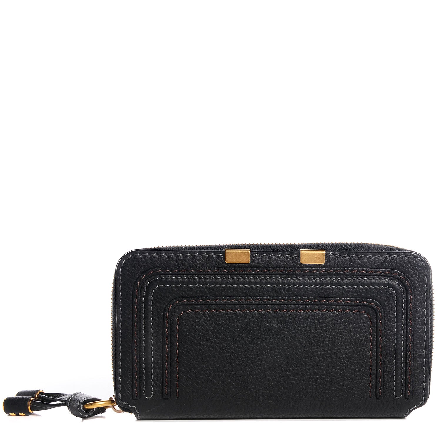 Chloe Grained Calfskin Marcie Long Zip Around Wallet Black 1 of 9