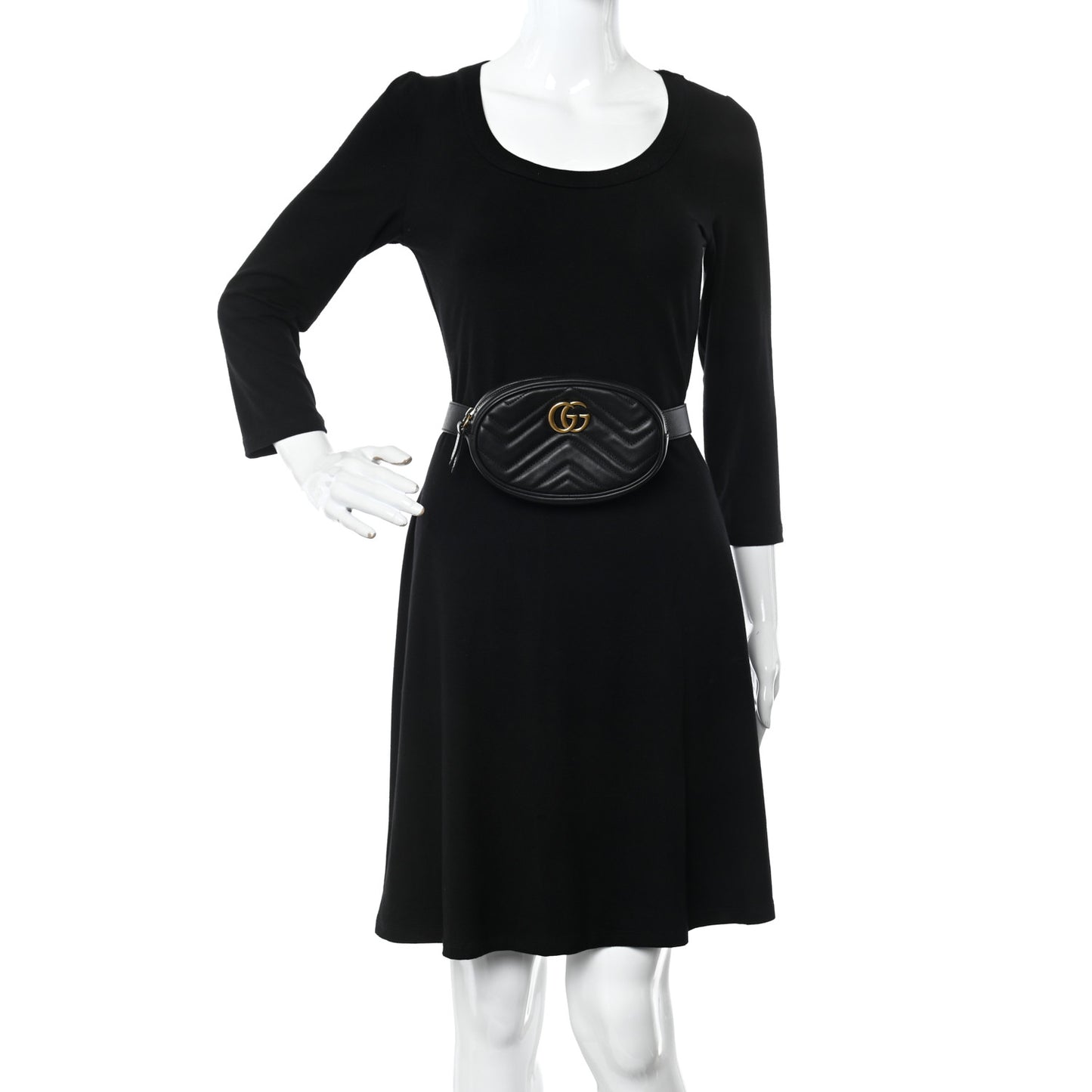 Calfskin Matelasse GG Marmont Belt Bag 85 34 Black