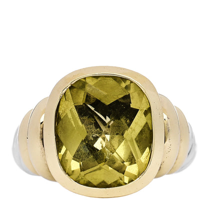 David Yurman Sterling Silver 14K Yellow Gold Lemon Citrine Ring 54 6.75 1 of 5