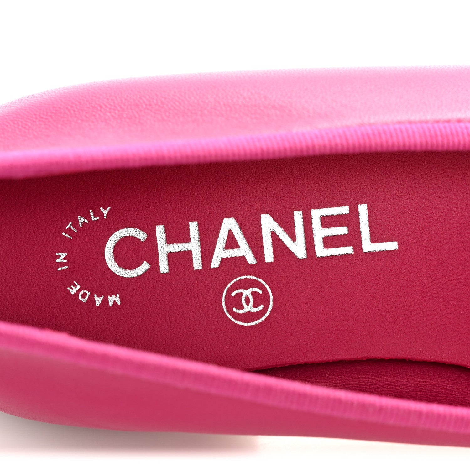 Chanel Calfskin Cap Toe CC Ballerina Flats 37.5 Fuchsia Black 8 of 10