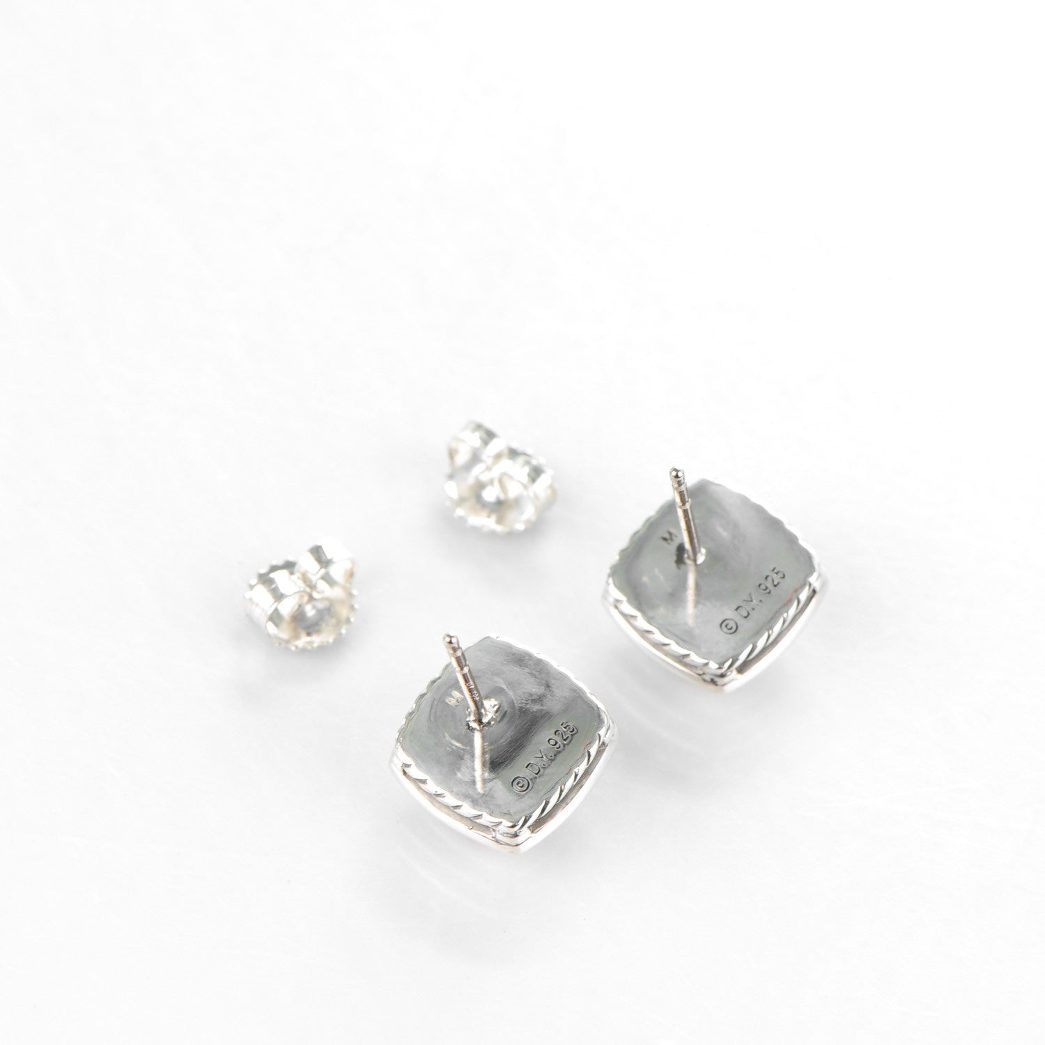 David Yurman Sterling Silver Diamond Smoky Quartz 7mm Petite Albion Earrings 3 of 4