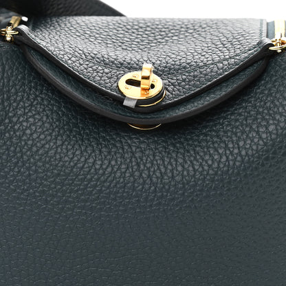 Hermes Taurillon Clemence Mini Lindy 20 Vert Cypress 8 of 11
