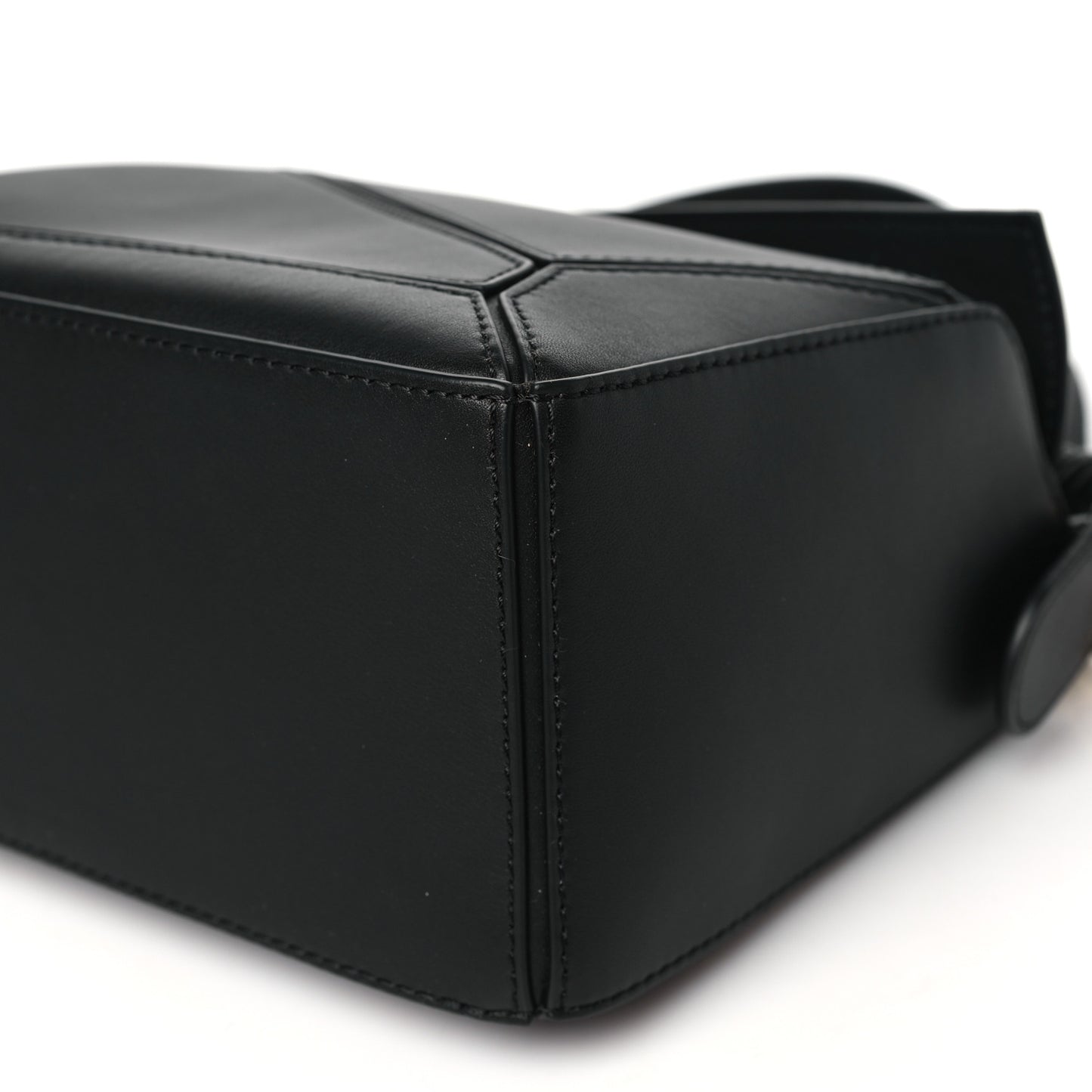 Calfskin Small Woven Puzzle Bag Black