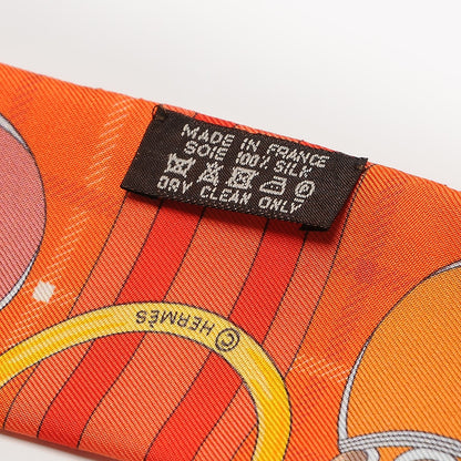 Hermes Silk Tatersale Twilly Rouge Orange Jaune D'Or 3 of 3