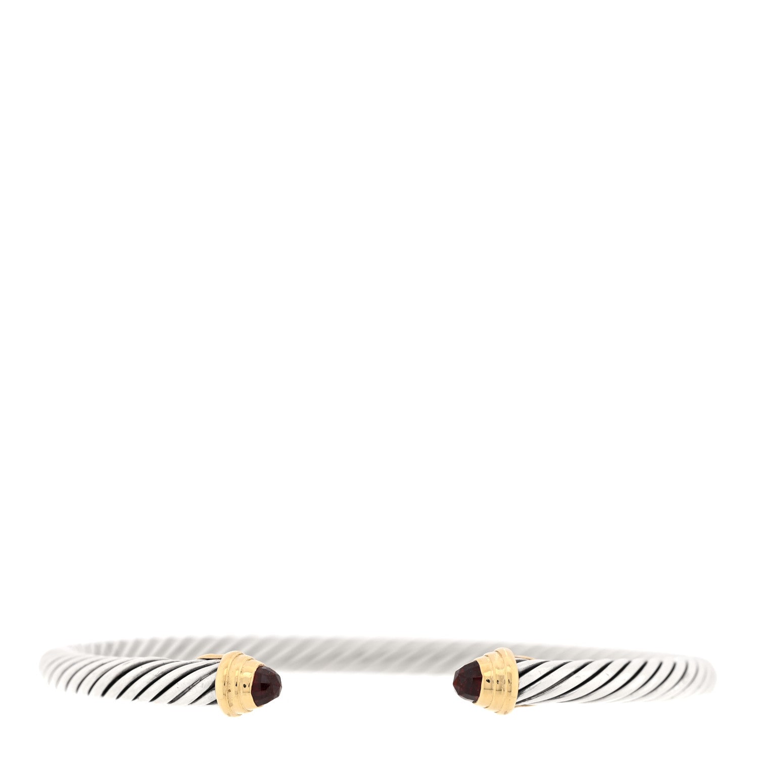 David Yurman Sterling Silver 18K Yellow Gold Garnet 4mm Classic Cable Bracelet 1 of 3