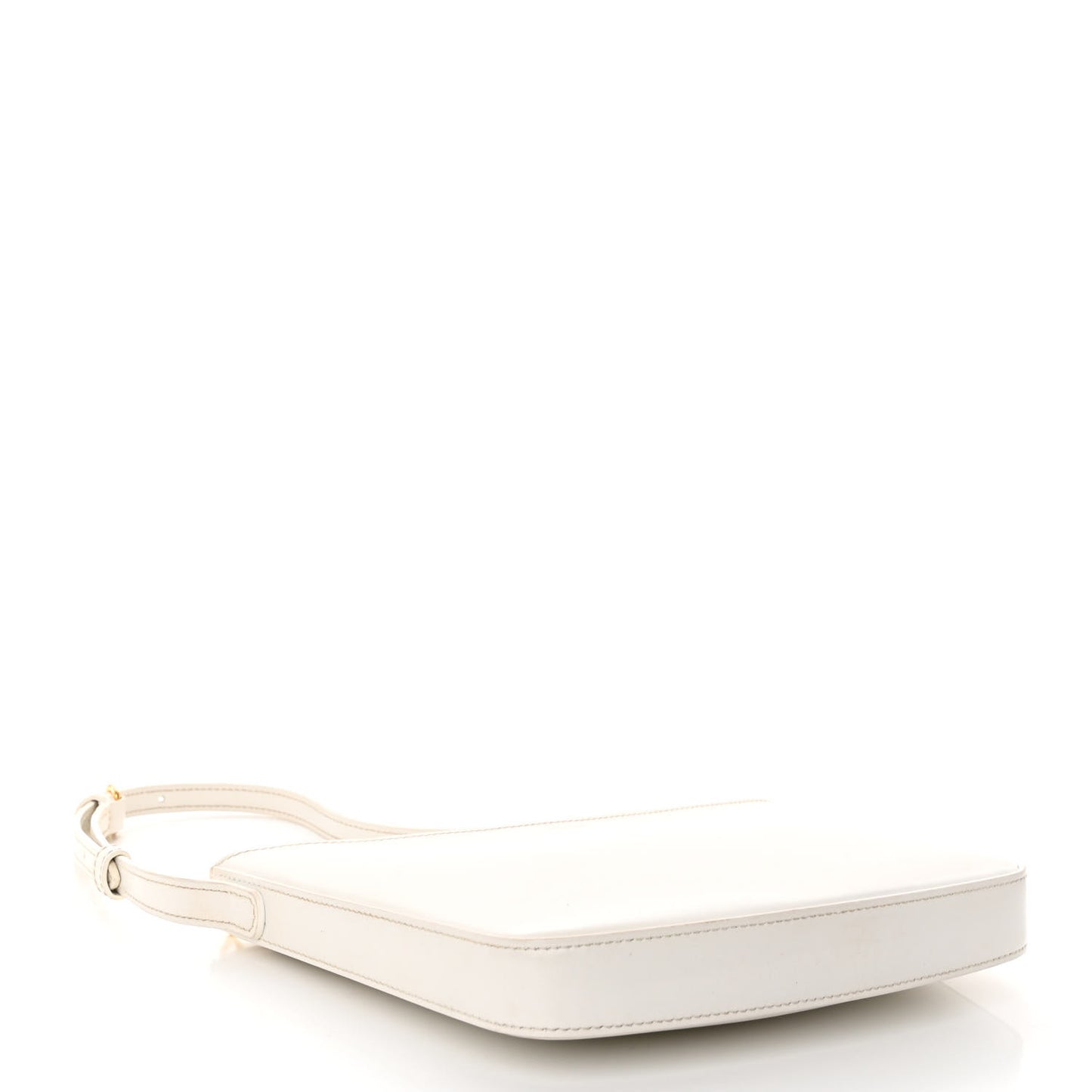 Shiny Calfskin Medium Croque Bag Artic White