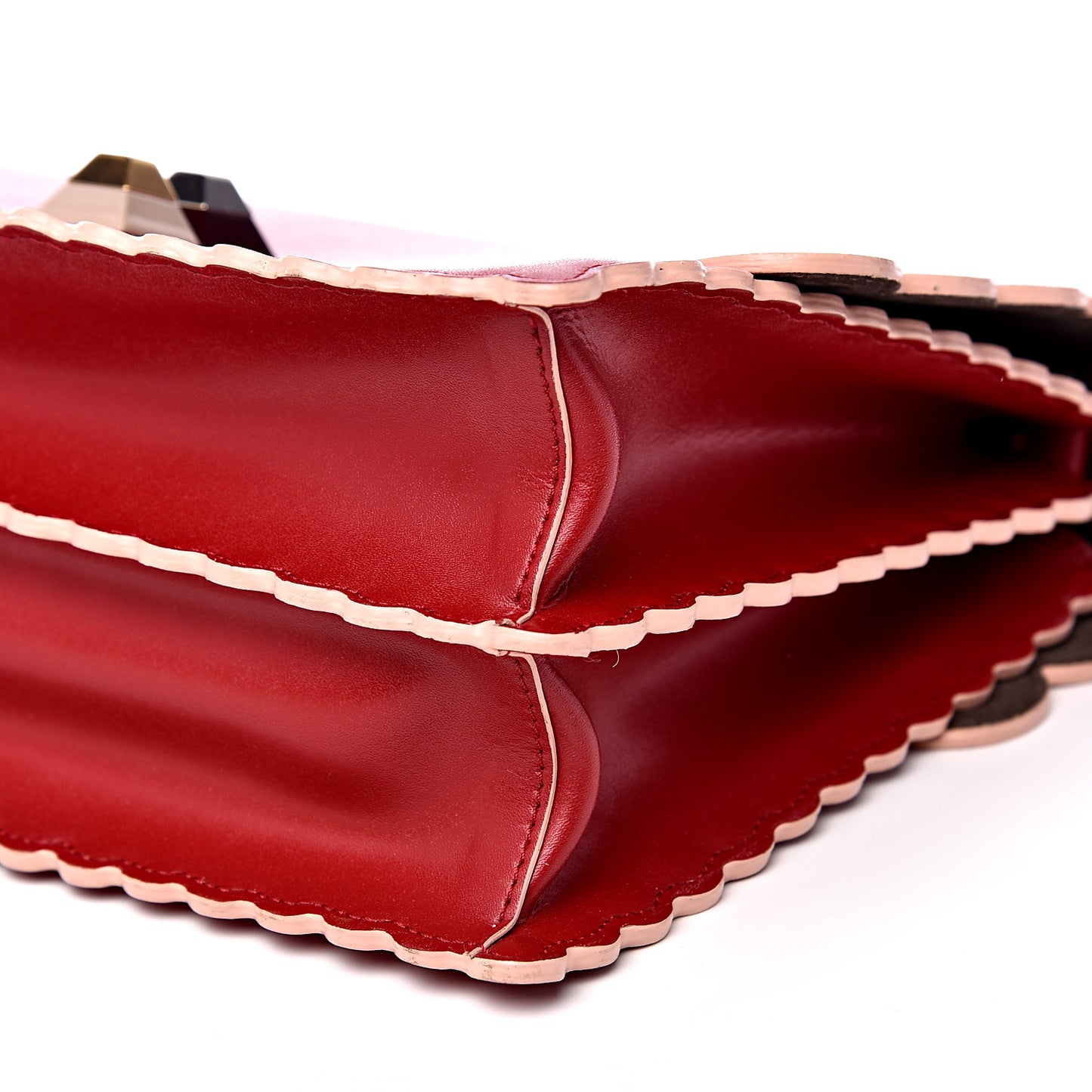 Vitello Liberty Scalloped Studded Kan I Shoulder Bag Fragola