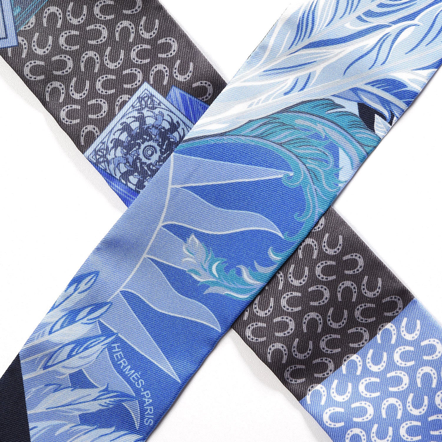 Hermes Silk Cheval Phoenix Twilly Marine Ciel Cobalt 5 of 6