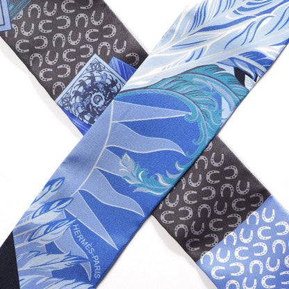 Hermes Silk Cheval Phoenix Twilly Marine Ciel Cobalt 5 of 6
