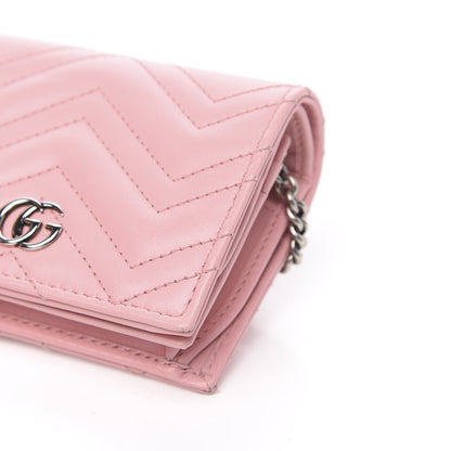 Gucci Calfskin Matelasse GG Marmont Mini Wallet On Chain Wild Rose 9 of 10