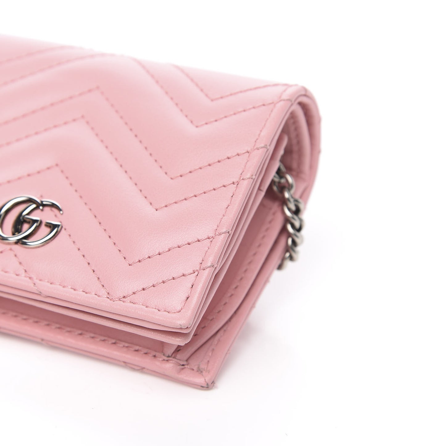 Calfskin Matelasse GG Marmont Mini Wallet On Chain Wild Rose