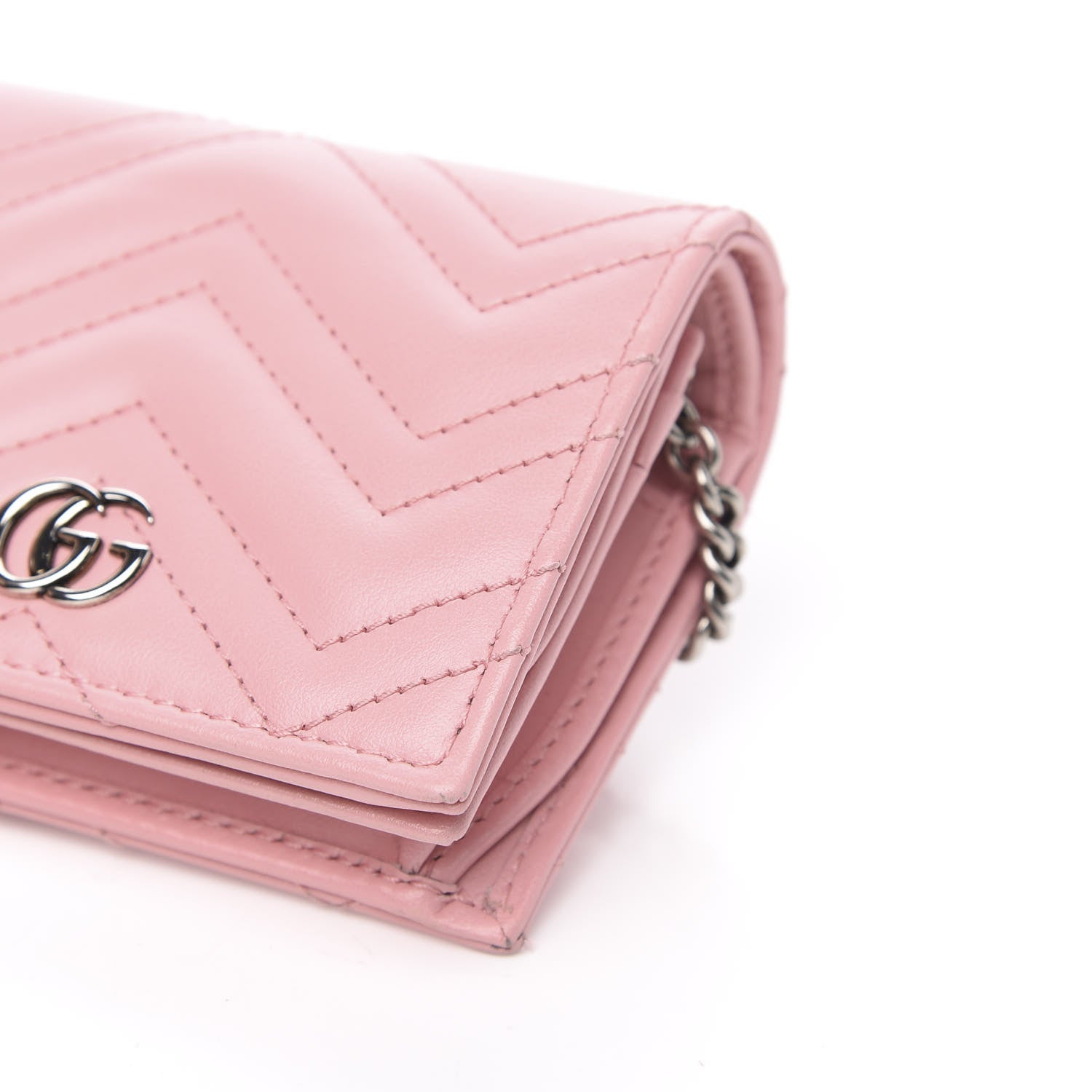 Gucci Calfskin Matelasse GG Marmont Mini Wallet On Chain Wild Rose 9 of 10