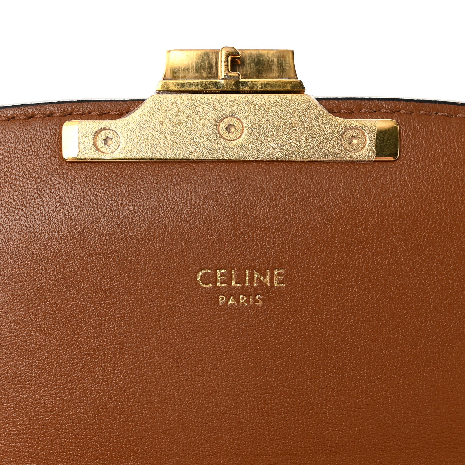 Celine Triomphe Canvas Calfskin Medium Triomphe Bag Tan 6 of 11