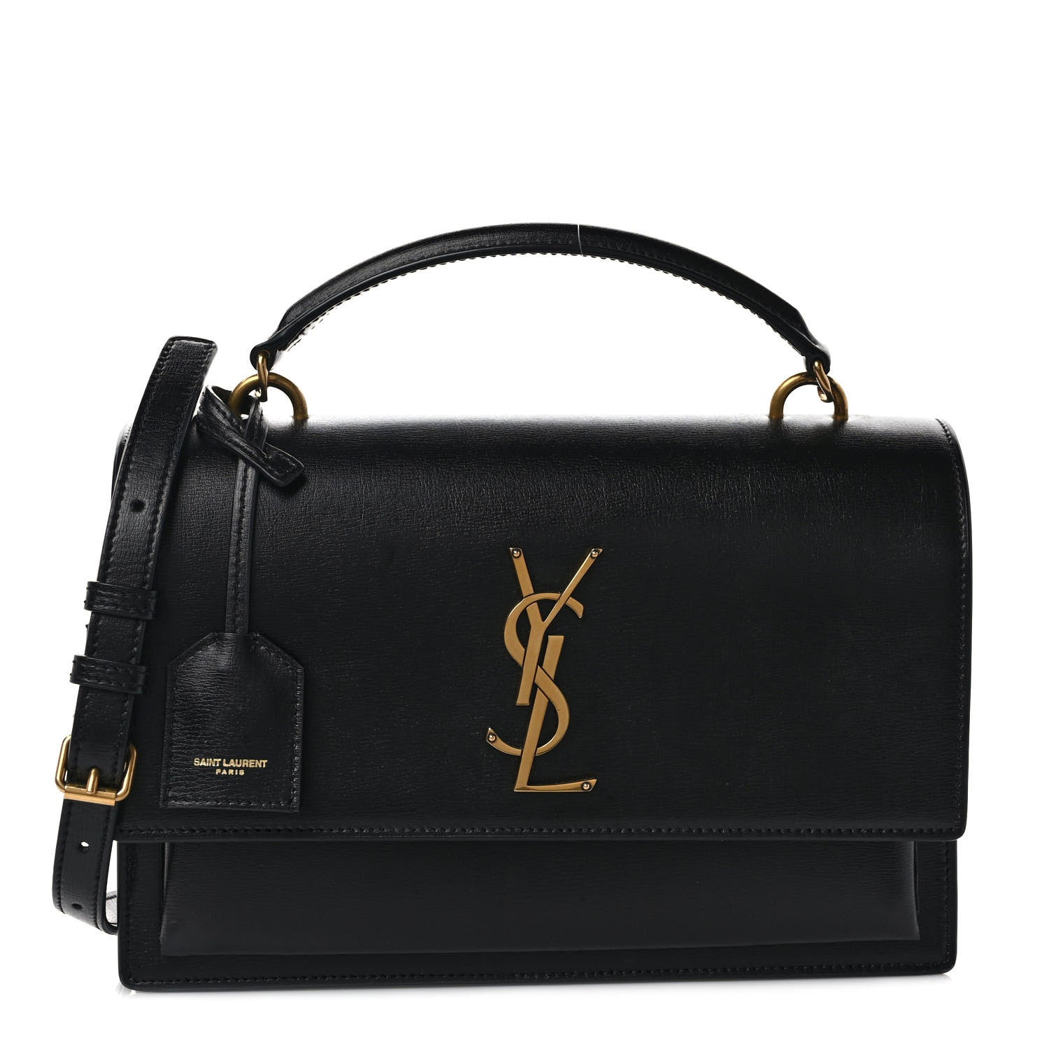 Saint Laurent Smooth Calfskin Medium Monogram Sunset Satchel Black 1 of 11