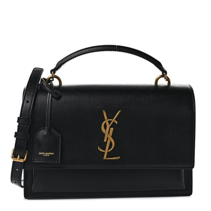 Saint Laurent Smooth Calfskin Medium Monogram Sunset Satchel Black 1 of 11