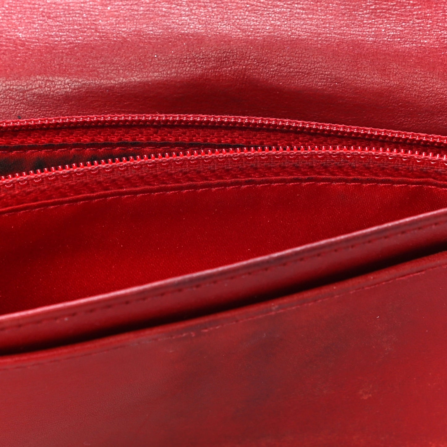 Patent Camellia Embossed Yen Wallet Red