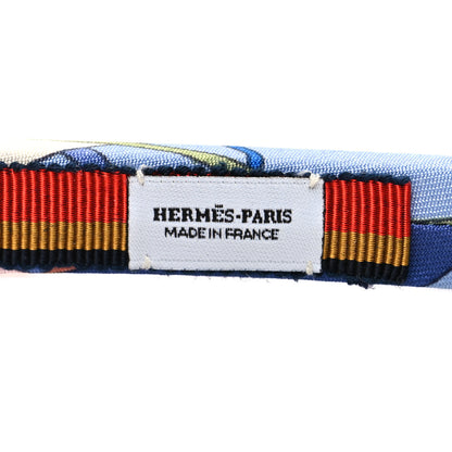 Hermes Silk Twill La Folle Parade Elsa Headband Bleu Jean 3 of 4