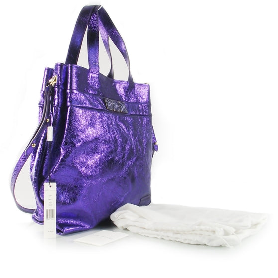 Leather Eve Shopper Tote Metallic Violet