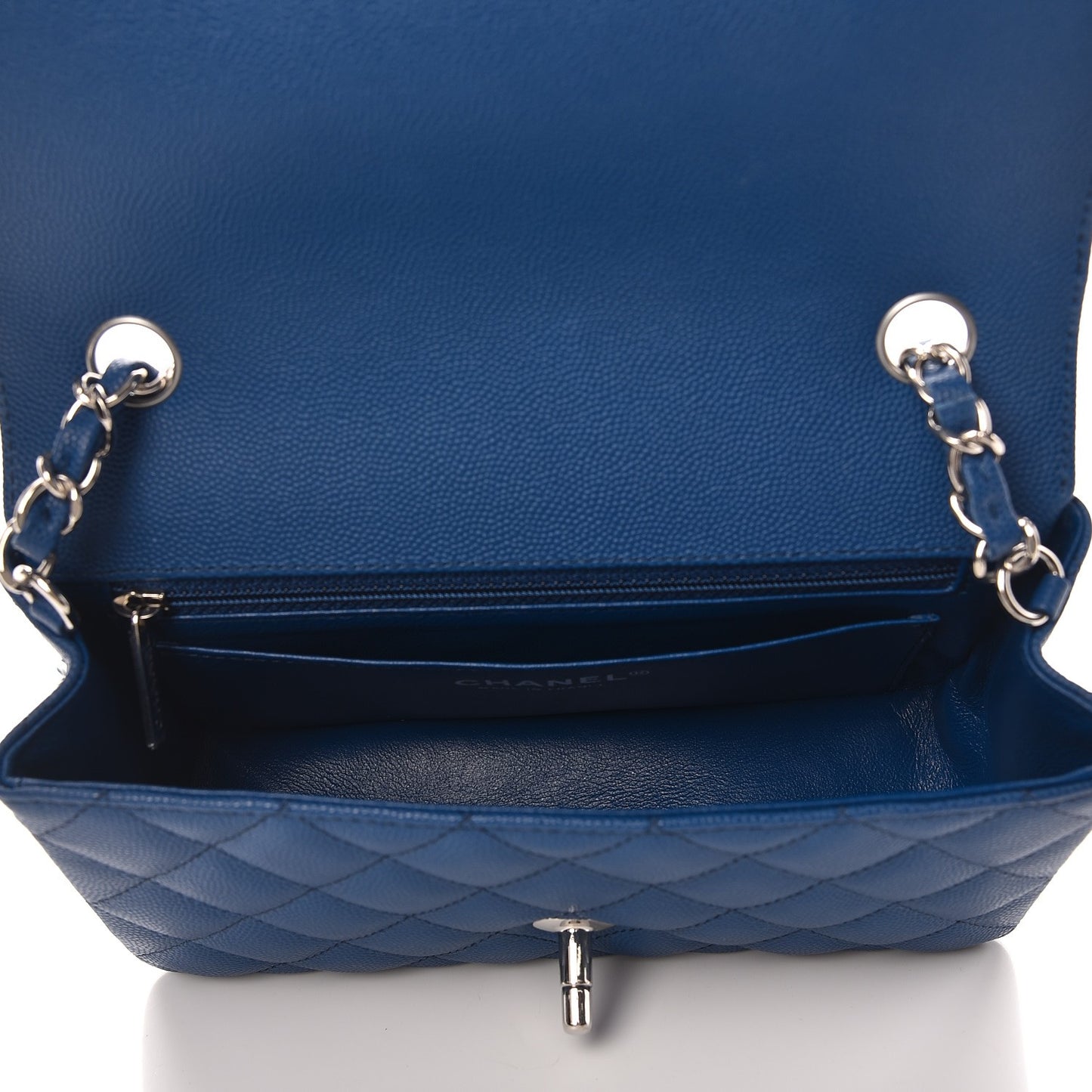 Caviar Quilted Mini Rectangular Flap Dark Blue