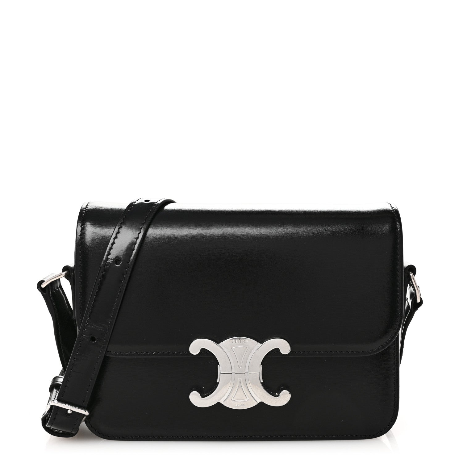 Celine Shiny Calfskin Teen Triomphe Black 1 of 10