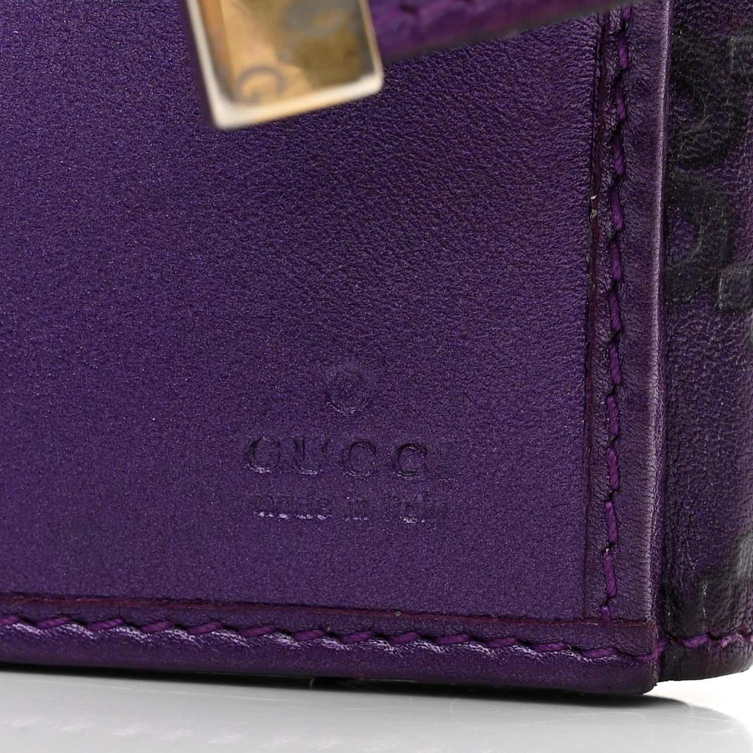 Gucci Metallic Soft Guccissima Icon Bar French ID Wallet Purple 6 of 7