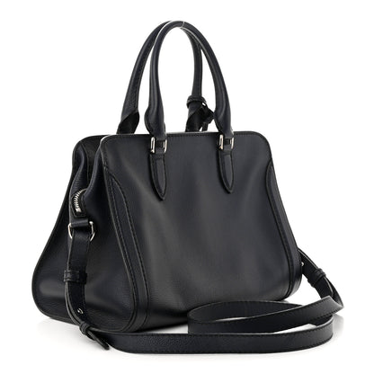 Alexander McQueen Pebbled Calfskin Small Skull Padlock Zip Around Tote Navy 3 of 11