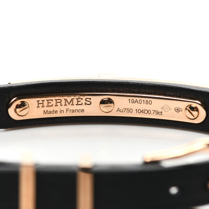 Hermes 18K Rose Gold Swift Diamond Kelly Pave Sangle Bracelet Black 4 of 6