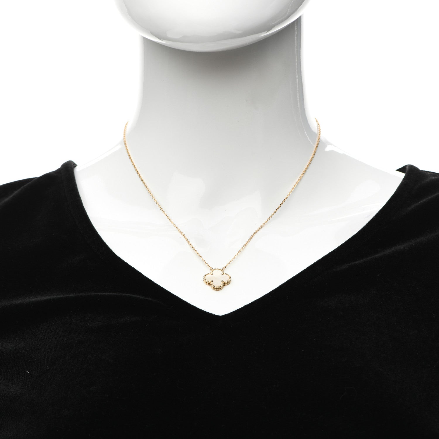 Van Cleef & Arpels 18K Yellow Gold Mother of Pearl Vintage Alhambra Pendant Necklace 2 of 4