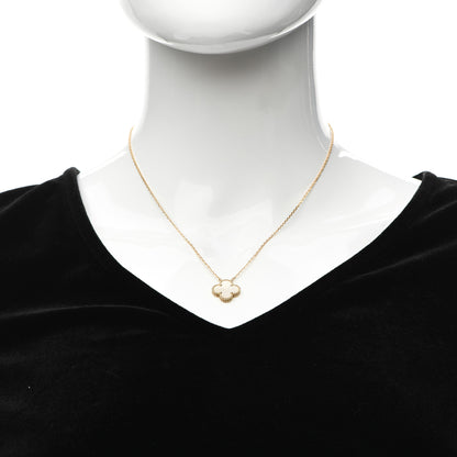 Van Cleef & Arpels 18K Yellow Gold Mother of Pearl Vintage Alhambra Pendant Necklace 2 of 4