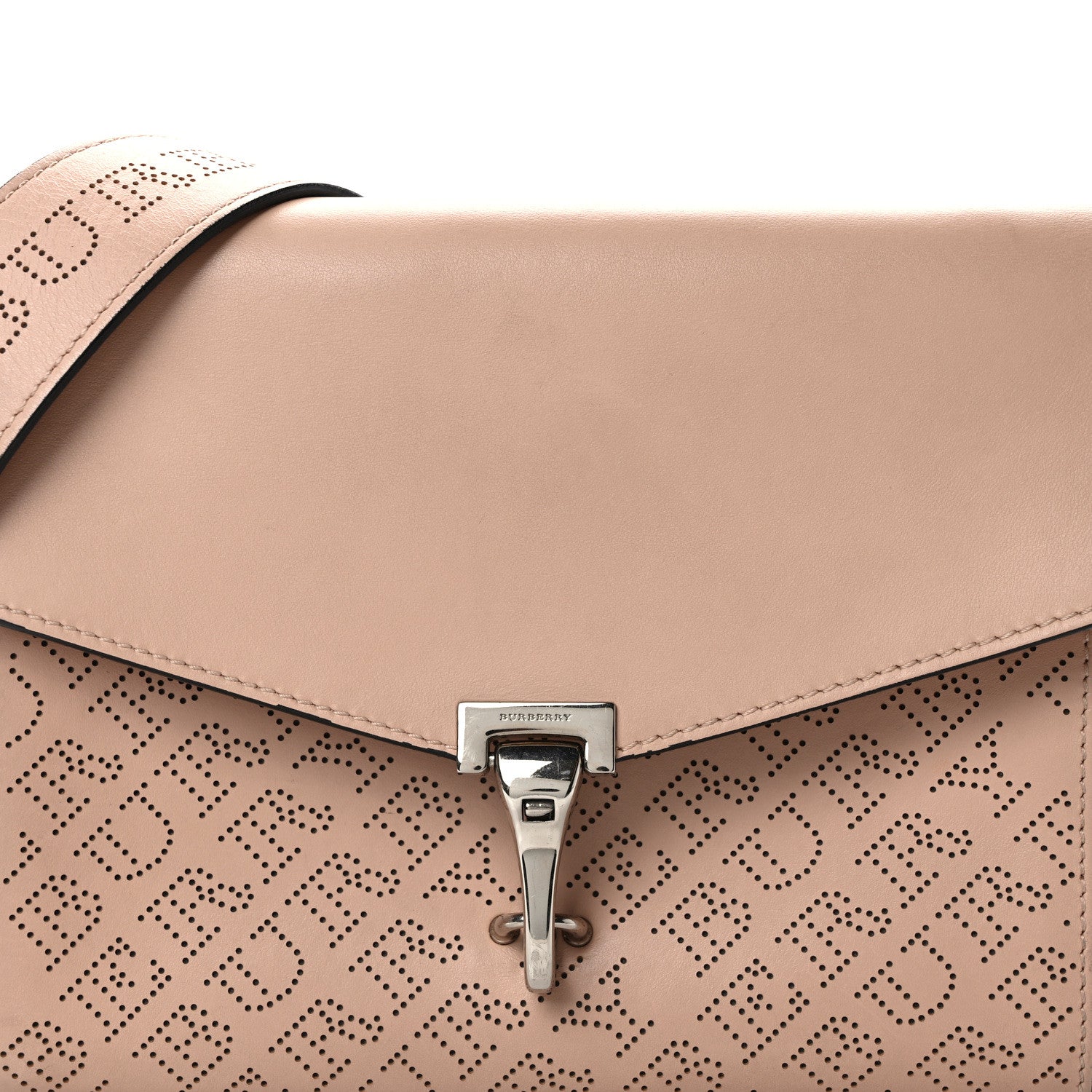 Burberry Calfskin Perforated Small Macken Crossbody Bag Pale Fawn Pink 7 of 11