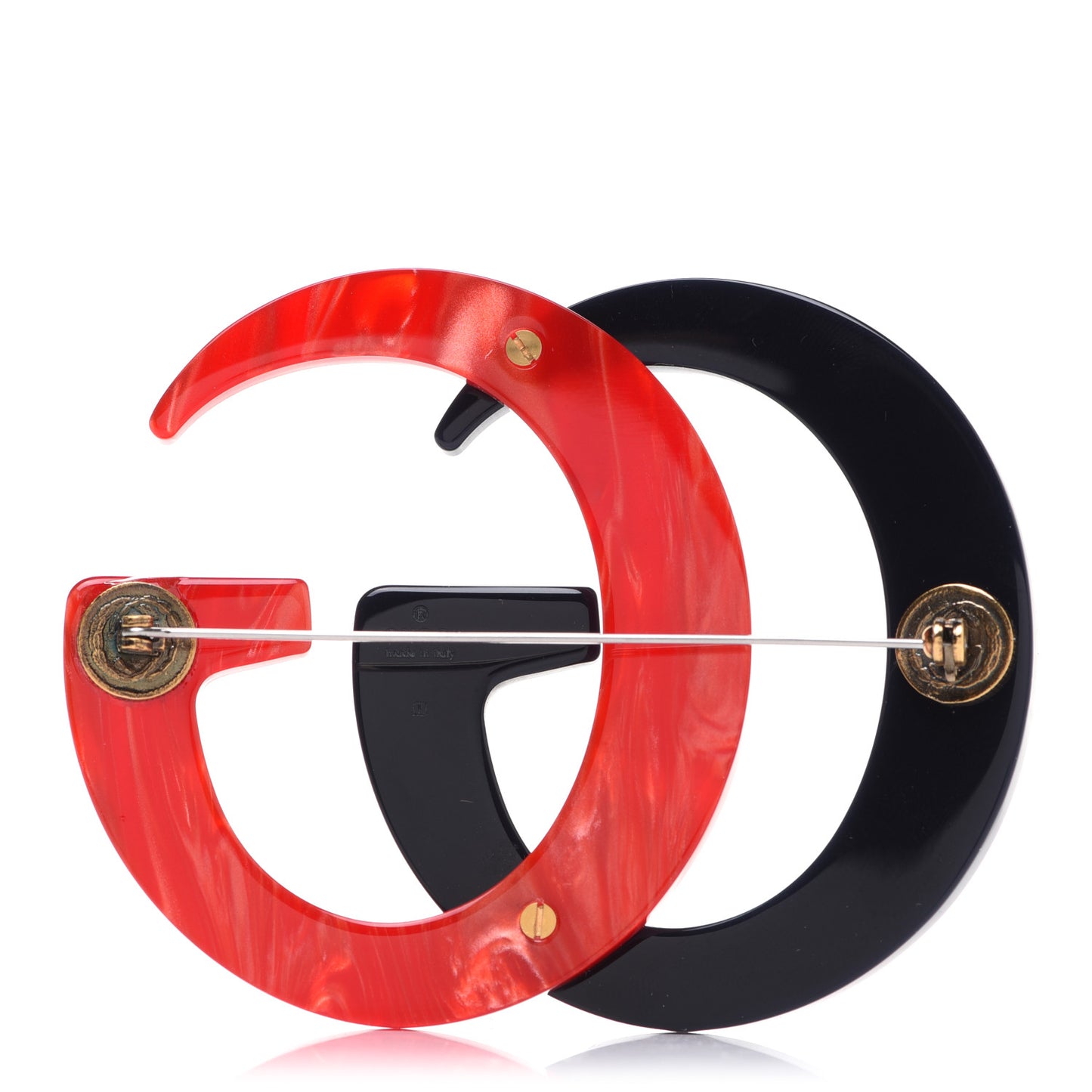 Resin Double G Brooch Red Black