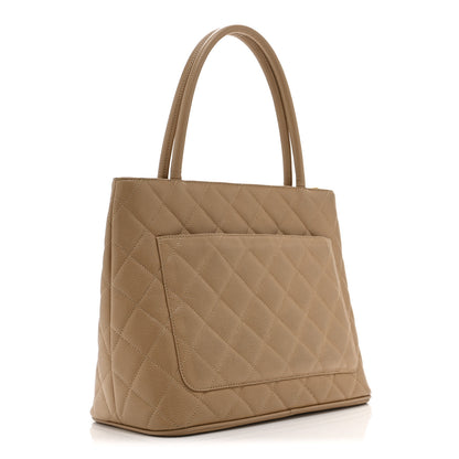 Chanel Caviar Quilted Medallion Tote Beige 3 of 10