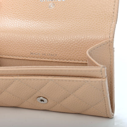 Chanel Caviar Quilted Flap Card Holder Wallet Beige 7 of 9