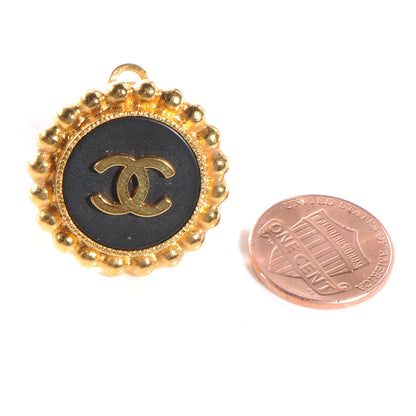 Chanel Resin Round CC Clip On Earrings Gold 2 of 4