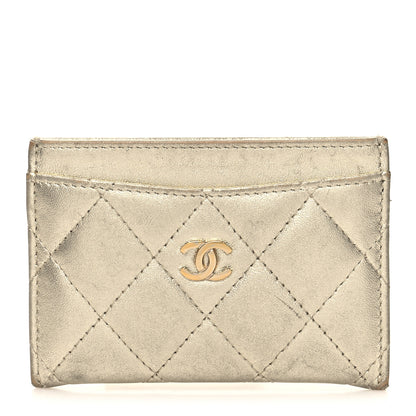 Chanel Metallic Lambskin Quilted CC Card Holder Gold 1 of 13