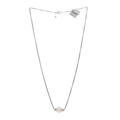 David Yurman Sterling Silver Diamond Pearl 10mm Solari Pendant Necklace 2 of 3