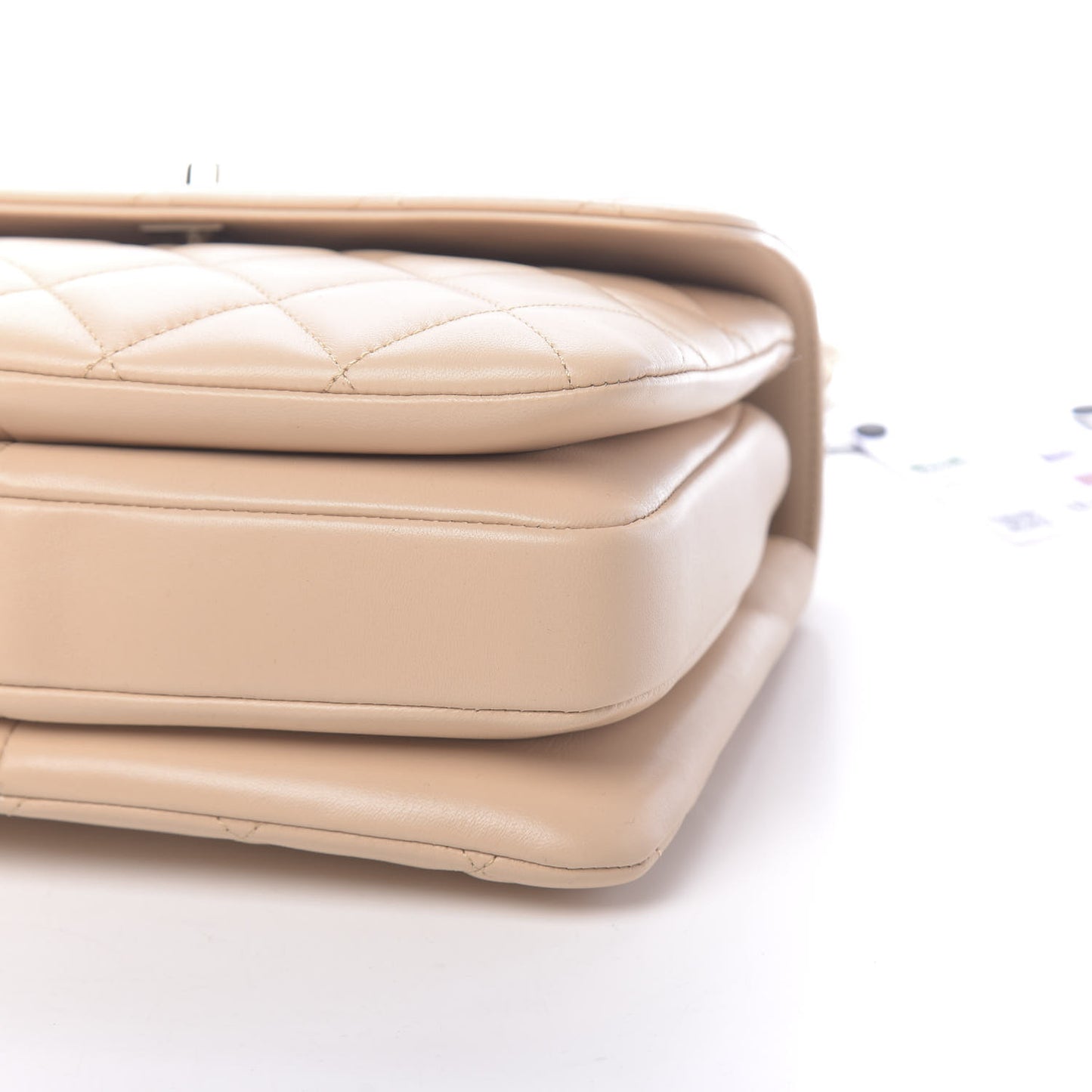 Lambskin Quilted Small Trendy CC Dual Handle Flap Bag Beige