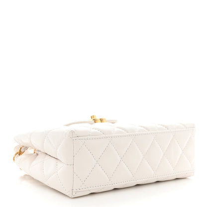 Chanel Shiny Aged Calfskin Quilted Nano Kelly Shopper White 4 of 10