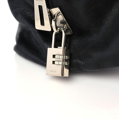 Prada Soft Calf Pleated Tote Black 12 of 14