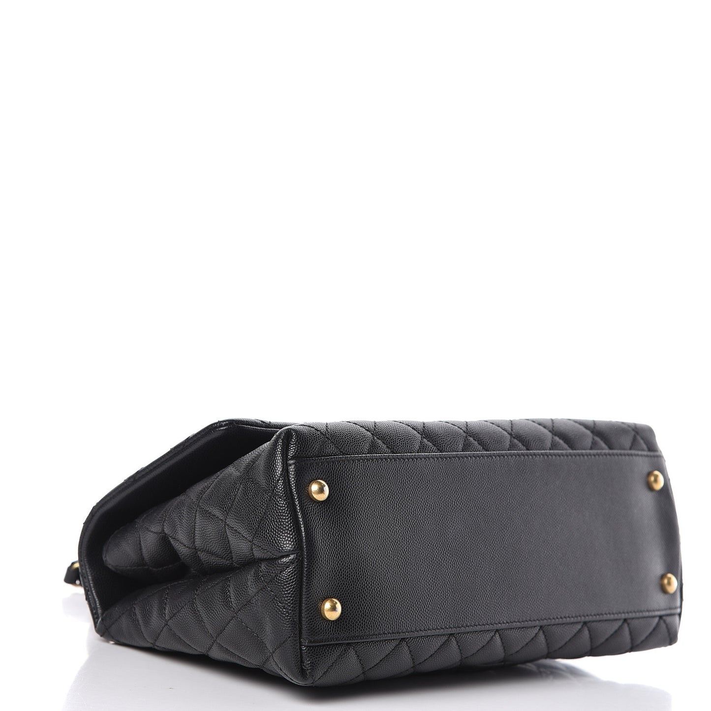 Caviar Lizard Quilted Small Coco Handle Flap Black