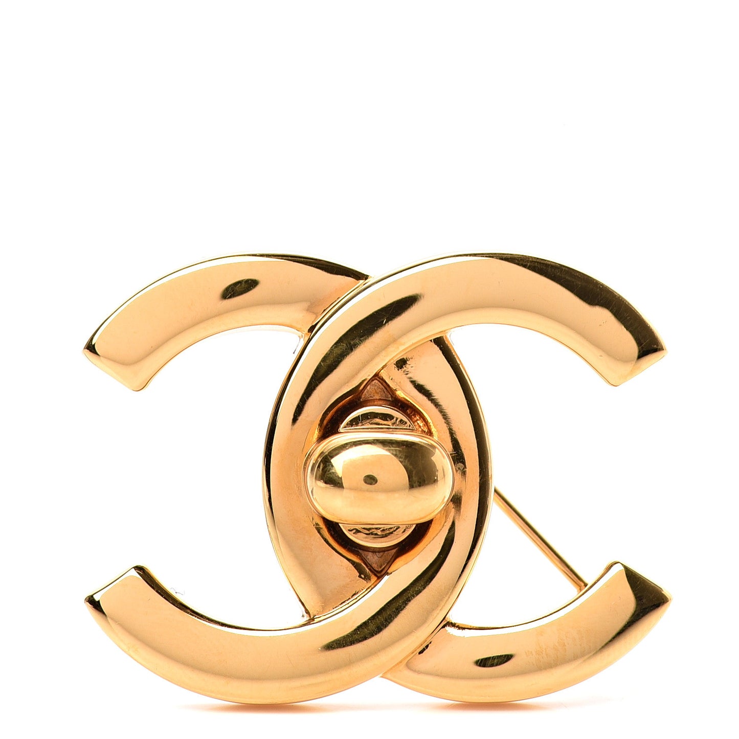CC Turn Lock Brooch Gold