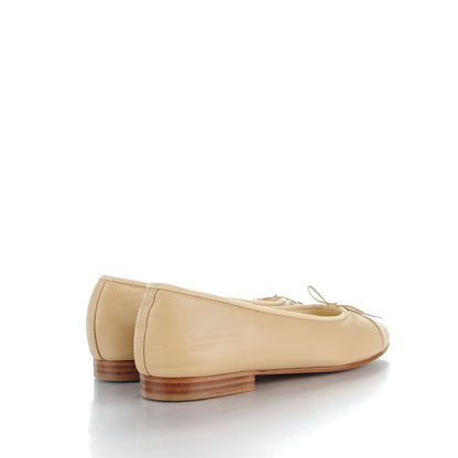 Chanel Lambskin Cap Toe CC Ballerina Flats 37 Light Beige 4 of 8