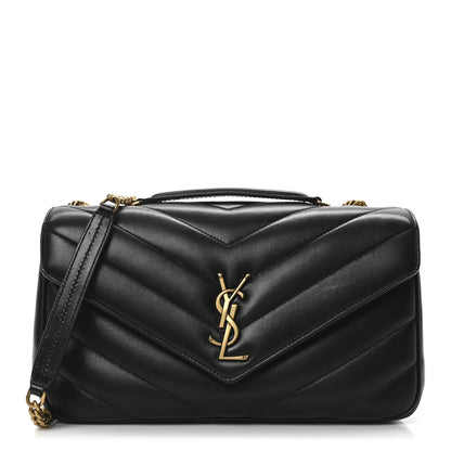 Saint Laurent Lambskin Chevron Quilted Medium Loulou Black 1 of 10